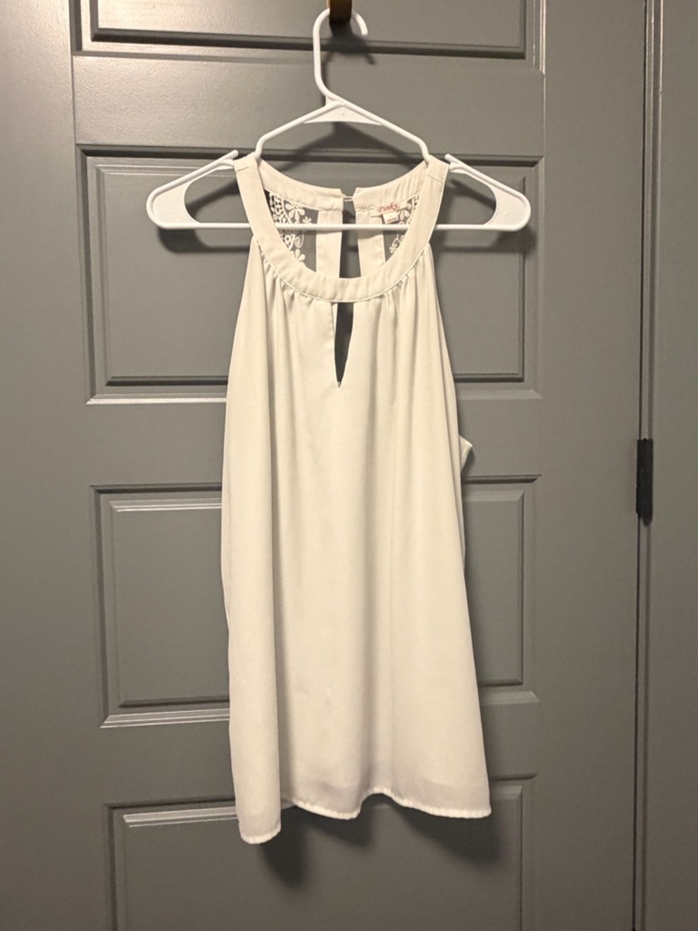 Pinky Womens White Halter Neck Sleeveless Top